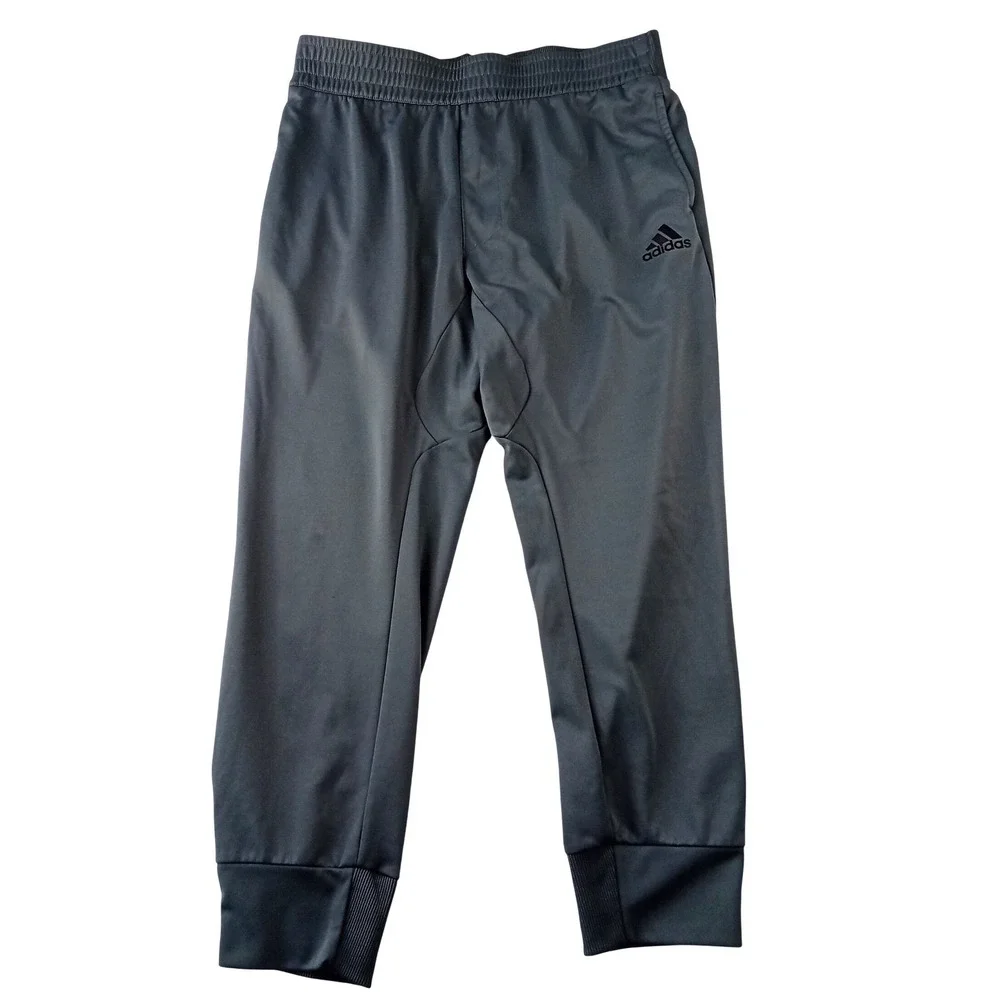 Adidas Mens Athletic Jogger Pants Gray‎ Elastic Waist 3 Stripe Logo